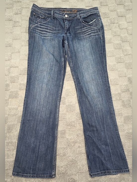 Seven7 Denim - Seven7 Women's Blue Jeans Rhinestone Size 12 Boot Cut Medium Wash
